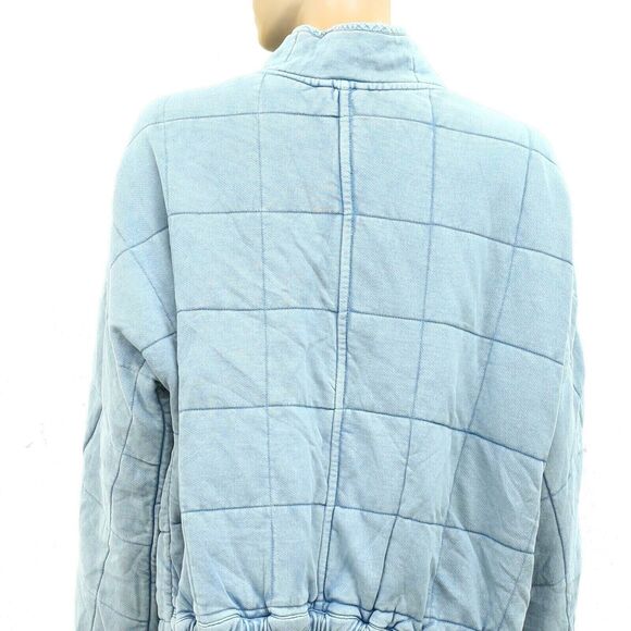 Free People Dolman Quilted Knit Jacket Top Oversized Zip-up Slouchy L NWD 284526 - Picture 8 of 9